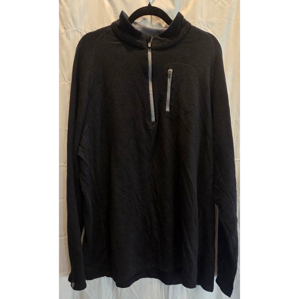 Free Fly Men's Quarter Zip Longsleeve Pullover Performance Bamboo Black 2X